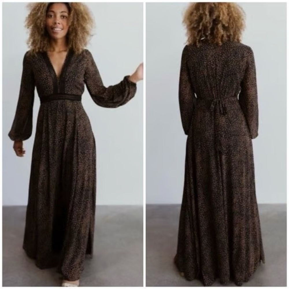 Baltic Born Black Pleated Wrap Gown